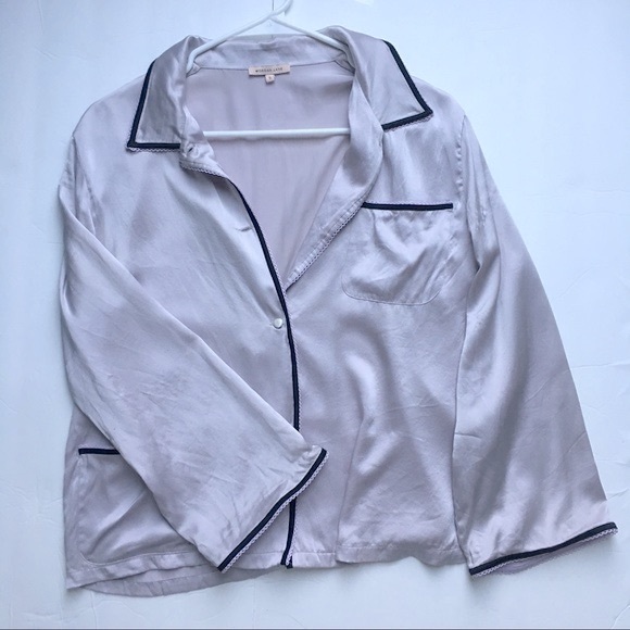 New Morgan Lane Ruthie Silk Lace Pajama Shirt - Lilac Purple